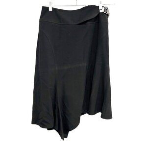 Larry Levine Black Asymmetrical Stretch Skirt With Side Buckle Detail Size 8